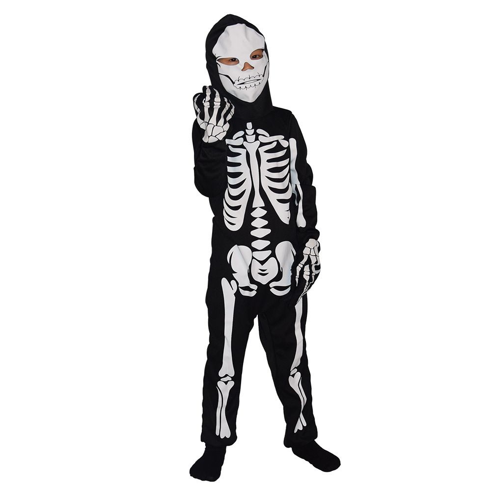 Halloween Skeleton Costume Kids with Gloves Bone Skull Outfit for Boys and Girls