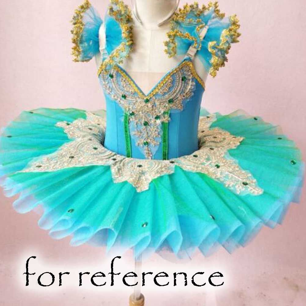 Blue Girls Ballet Dress Swan Costume Kids Dance Dress Embroidery Sequin Ballet Tutu Gauze Skirt