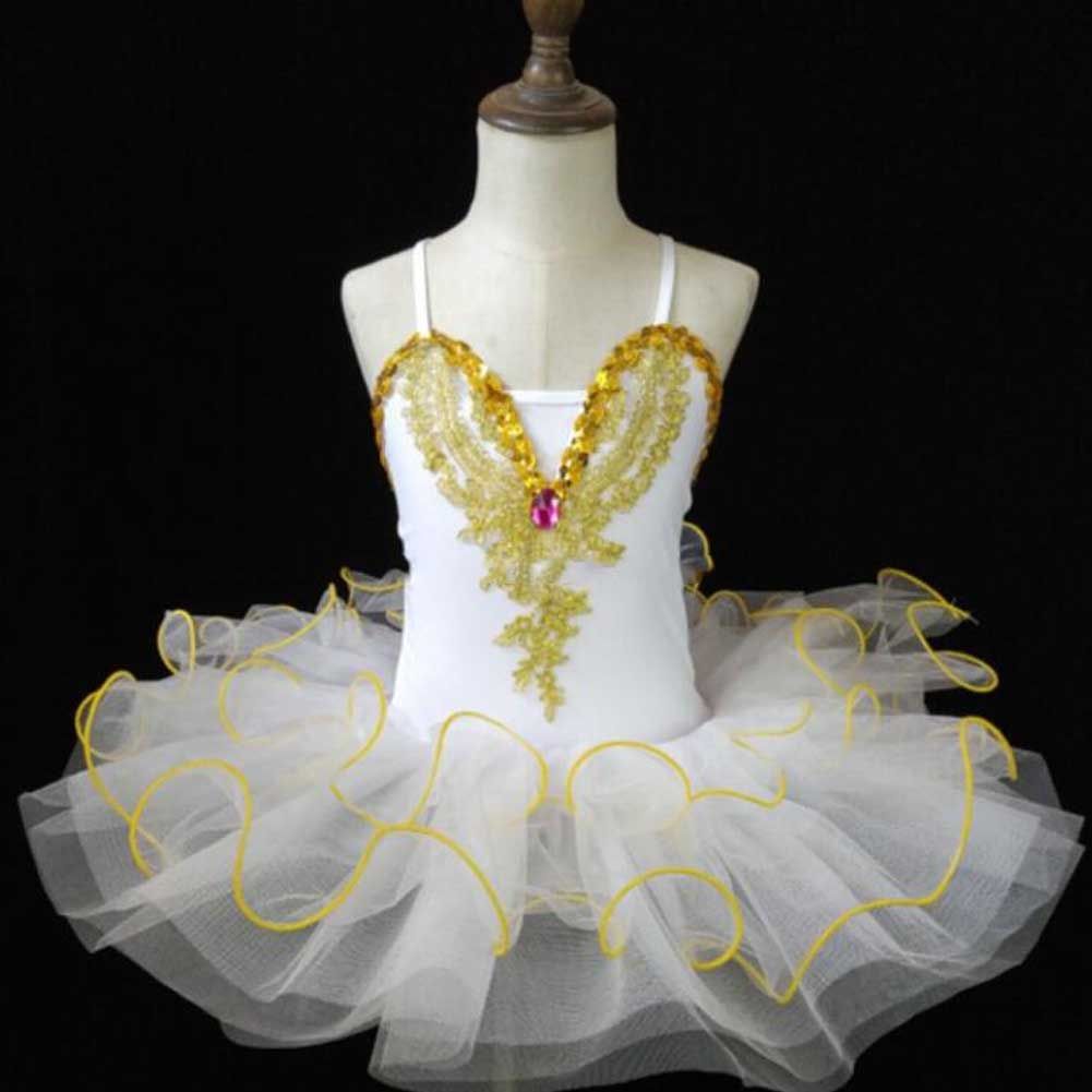 White Girls Ballet Dance Dress Tutu Skirt Performance Gauze Dress Princess Swan Ballet Dress Costume