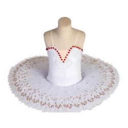 White Ballet Dance Dress Girls Swan Costume Dress Sequin Ballet Tutu Skirt