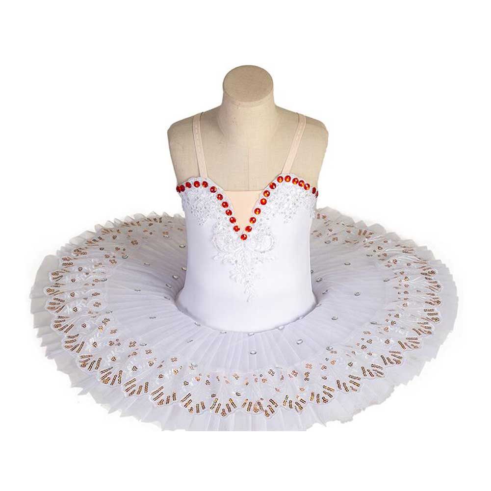 White Ballet Dance Dress Girls Swan Costume Dress Sequin Ballet Tutu Skirt