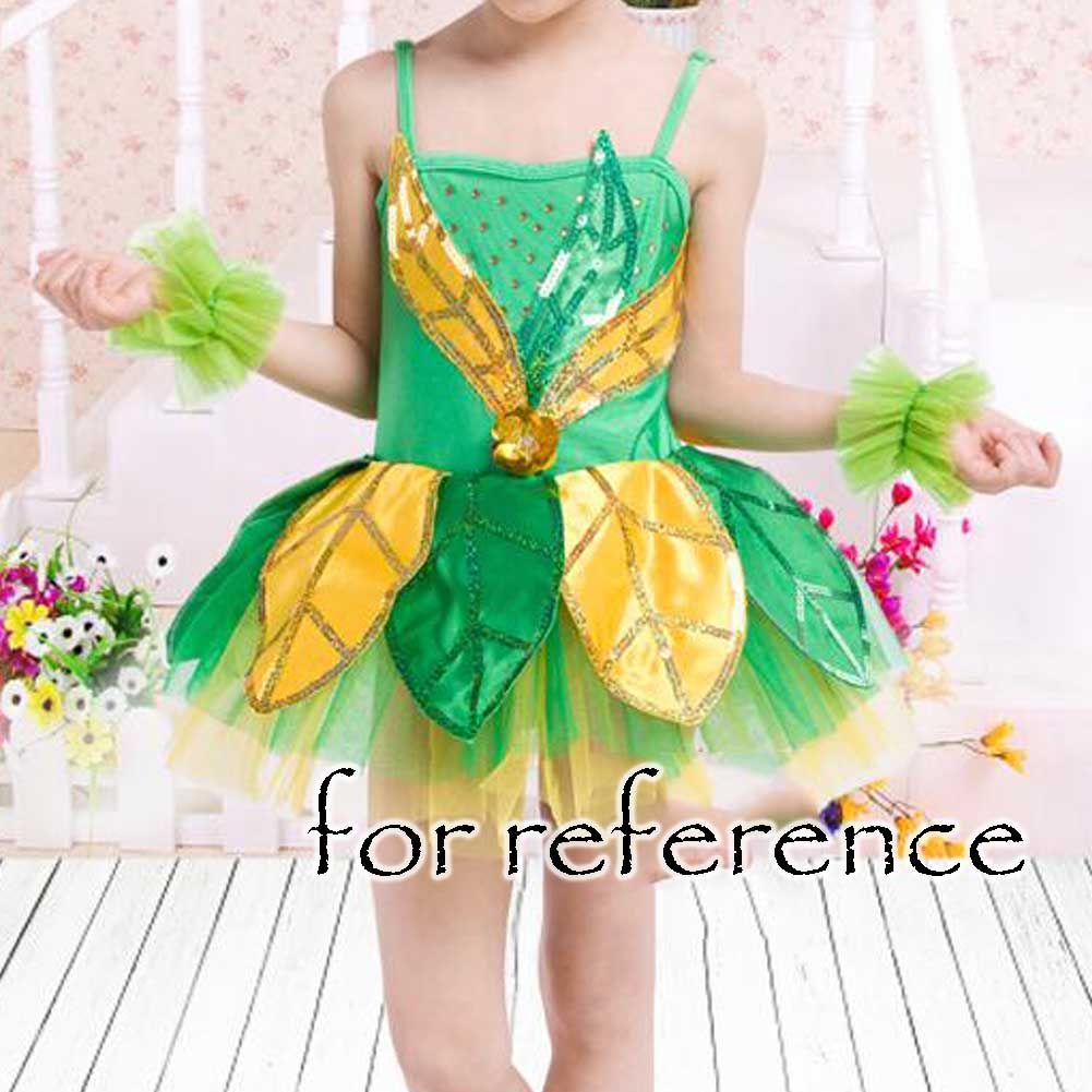Girls' Leaves Ballet Dance Dress Green Leaves Fairy Dress Performance Costume