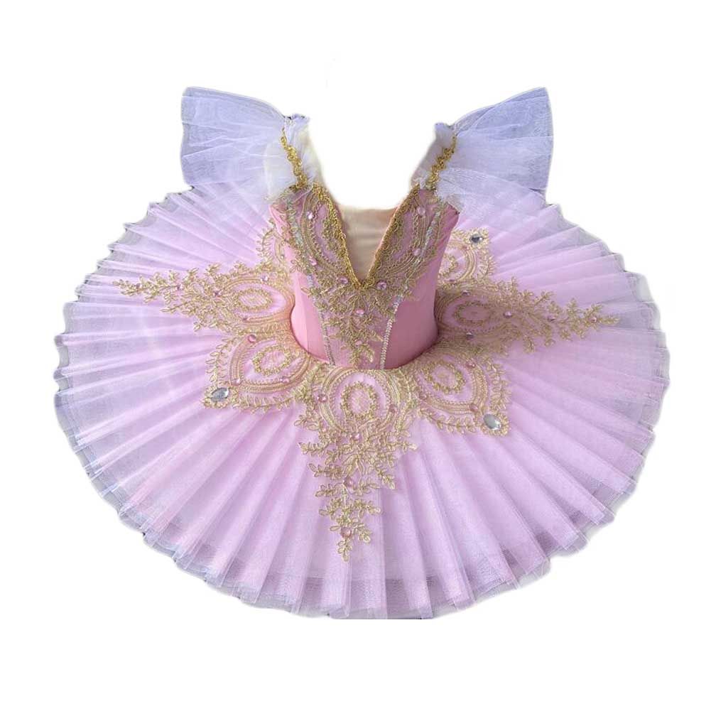 Pink Girls Ballet Tutu Dance Dress Kids Swan Dancing Costume Embroidery Sequin Ballet Gauze Skirt