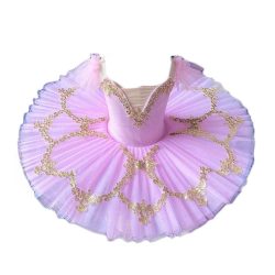 Girls Ballet Tutu Dress Pink Kids Swan Dancing Costume Embroidery Sequin Ballet Dance Gauze Skirt