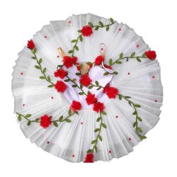 Red Flower Girls Ballet Dress Swan Costume Kids Dance Dress White Ballet Tutu Gauze Skirt
