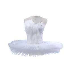 White Feather Girls Ballet Dress Swan Costume Kids Dance Dress Ballet Tutu Gauze Skirt