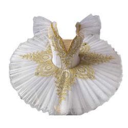 White Girls Ballet Tutu Dance Dress Kids Swan Dancing Costume Embroidery Sequin Ballet Gauze Skirt
