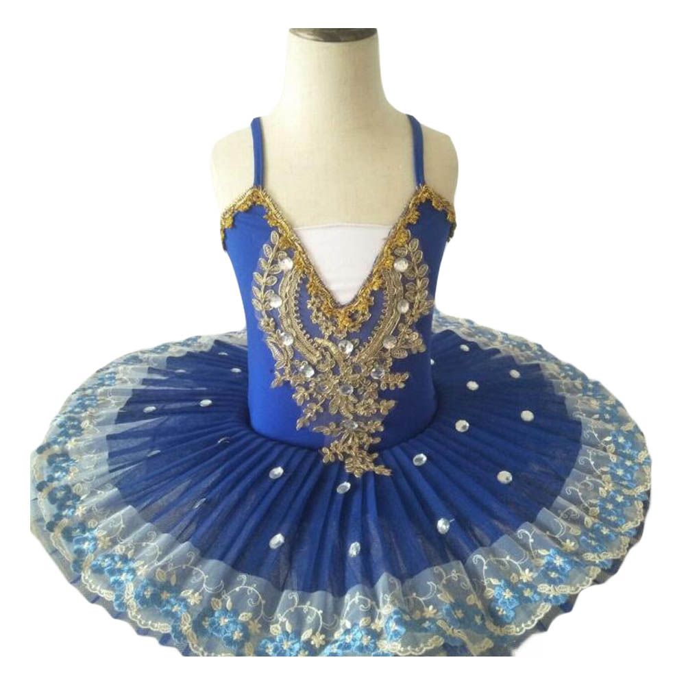 Girls Ballet Dress White Ballet Tutu Dress Kids Sequined Dancewear Swan Dance Costumes, Blue