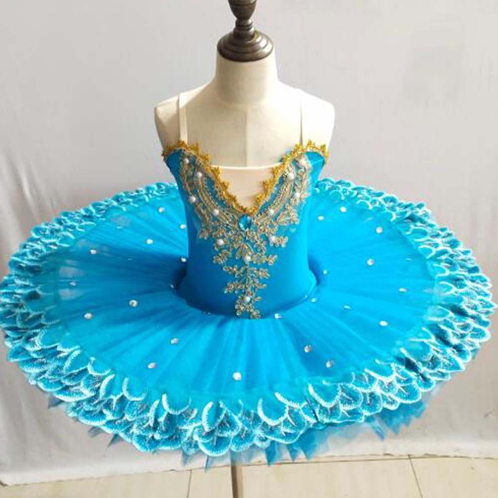 Girls Sequin Ballet Tutu Dress Kids Flower Ballet Skirt Bling Bling Party Dancewear, Turquoise
