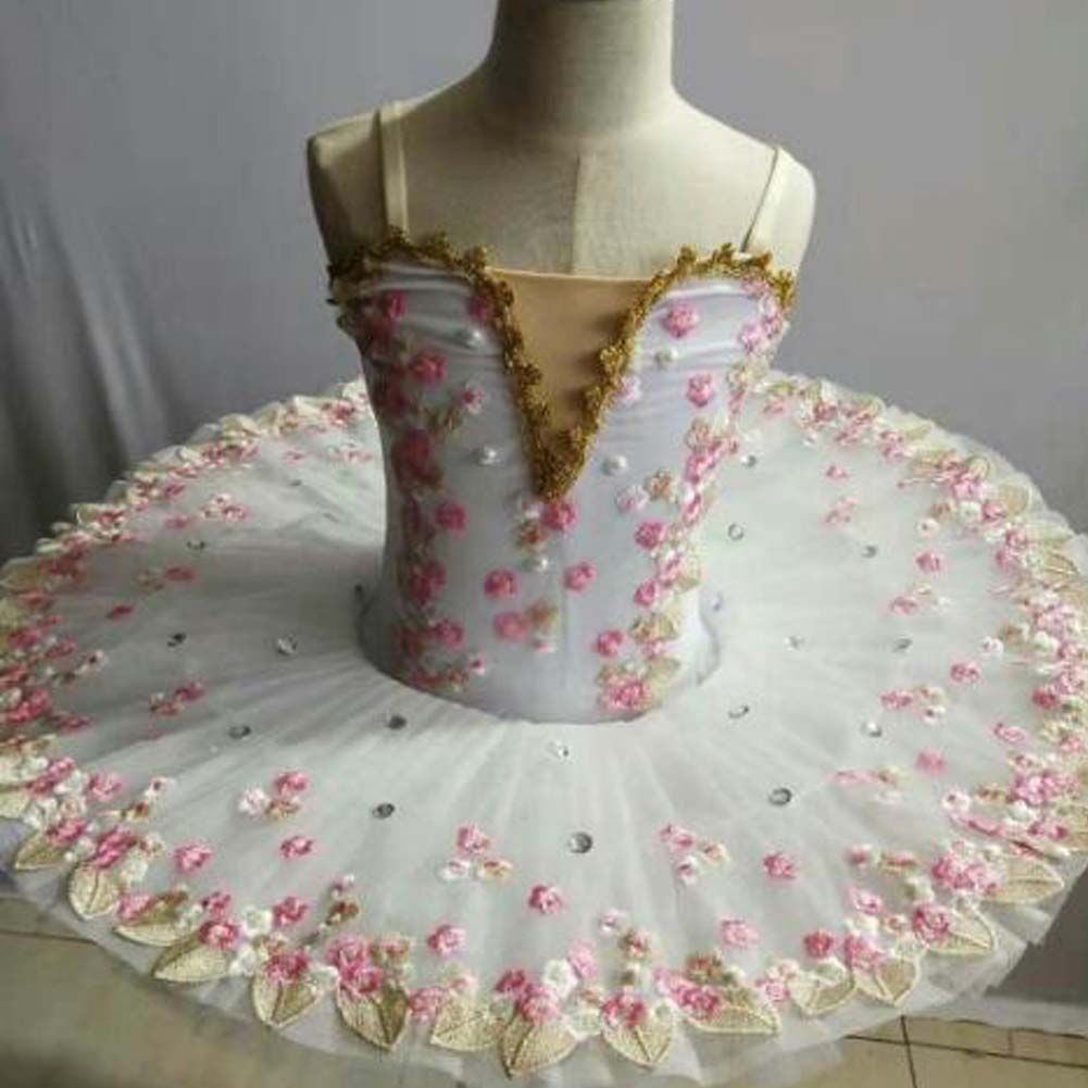 Kids Sequin Ballet Tutu Dress Swan Costume Ballet Girls Dress White Ballet Dress