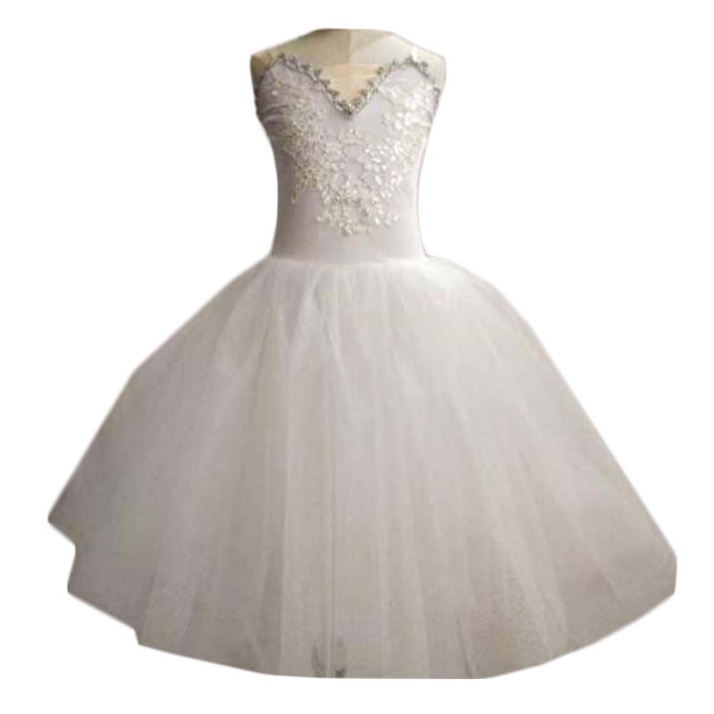 Girls Ballet Dance Costumes White Swan Sequin Performance Dress Gauze Tutu Skirt
