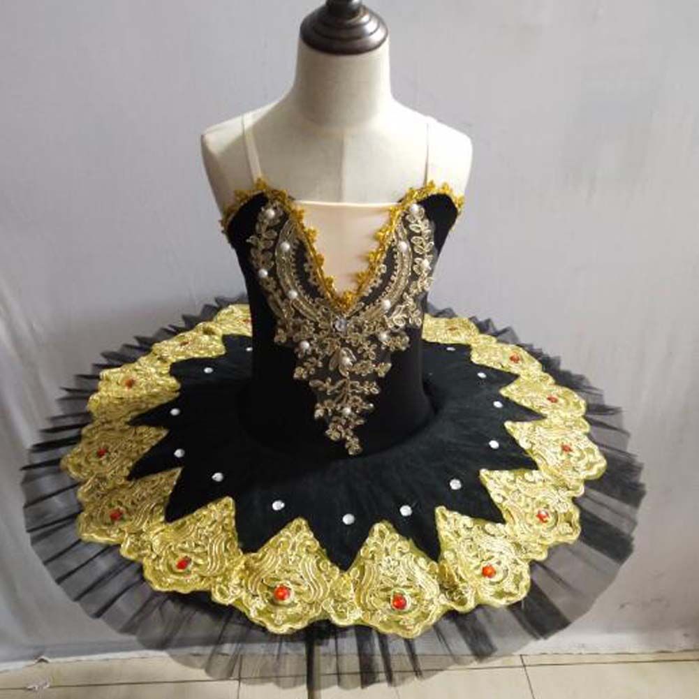 Girls Ballet Dress Ballerina Swan Costume Kids Ballet Black Dress Dance Tutu Dress