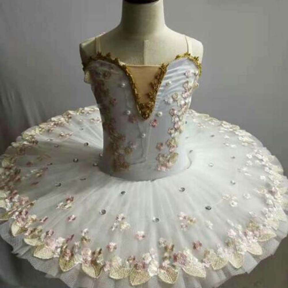 White Ballet Dress Swan Costume Ballet Girls Dress Kids Sequin Ballet Tutu Dress