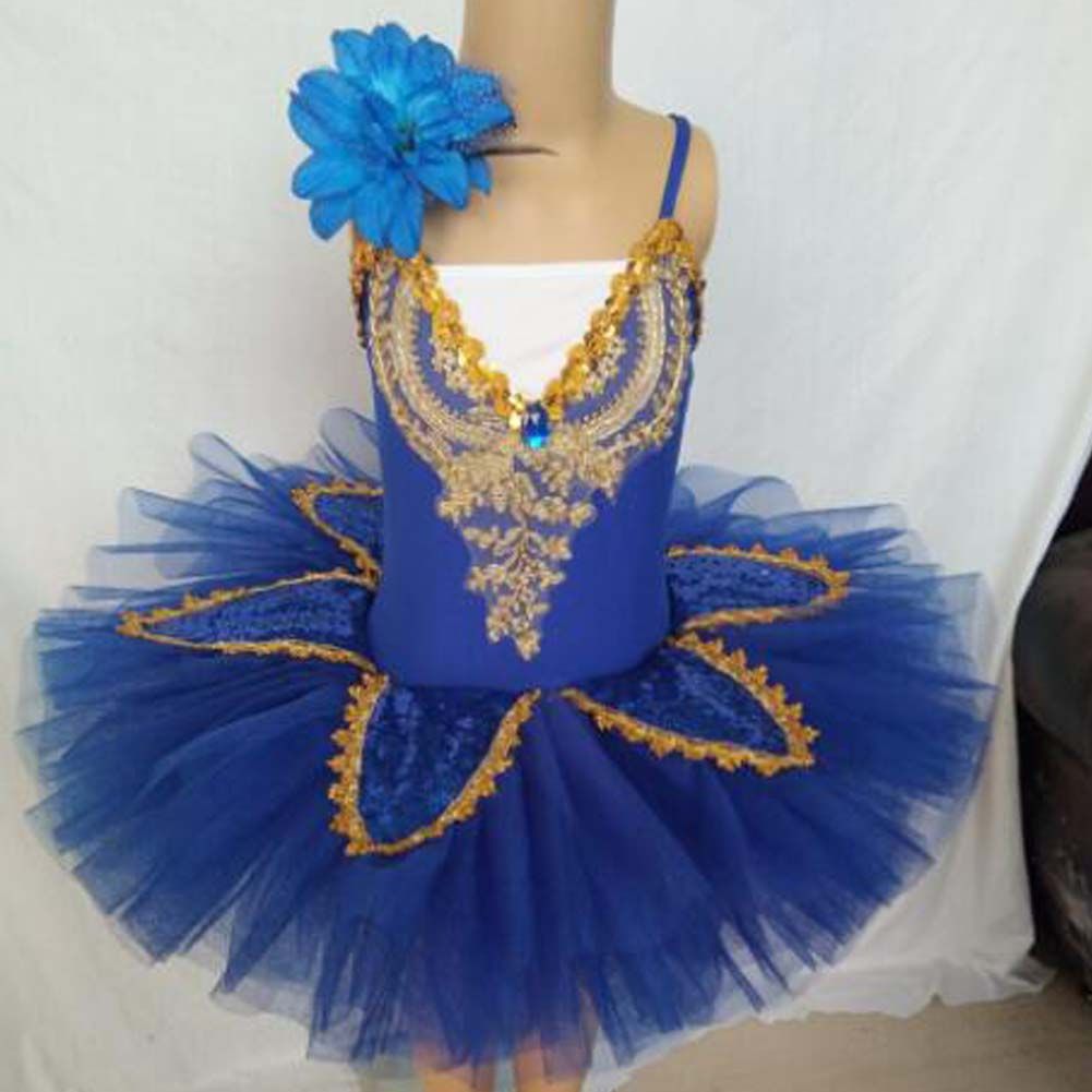 Kids Sequin Ballet Tutu Dress Swan Costume Girls Ballet Dance Dress, Royal Blue