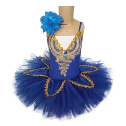 Kids Sequin Ballet Tutu Dress Swan Costume Girls Ballet Dance Dress, Royal Blue