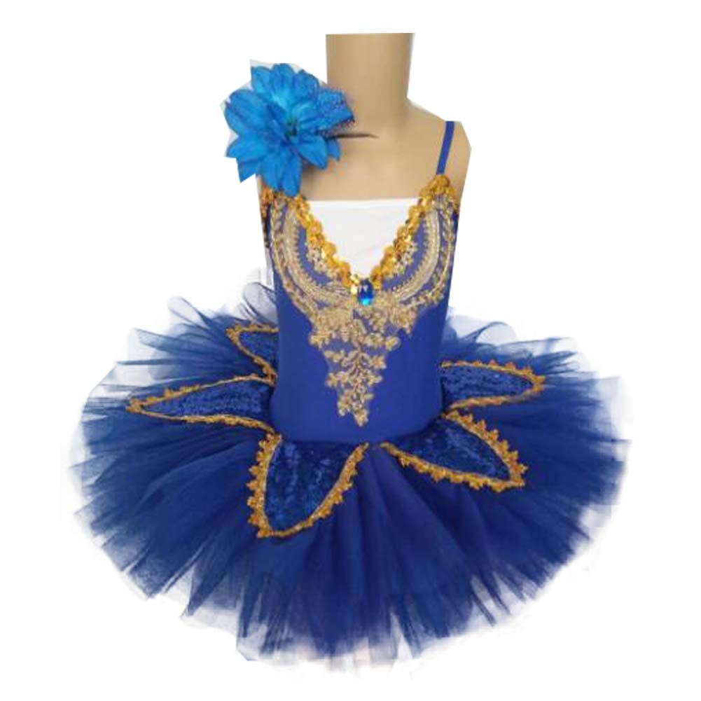 Kids Sequin Ballet Tutu Dress Swan Costume Girls Ballet Dance Dress, Royal Blue
