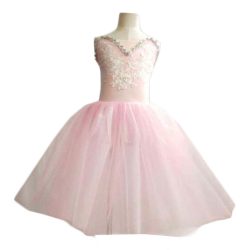 Girls Ballet Dance Costumes Swan Sequin Pink Performance Dress Gauze Tutu Skirt