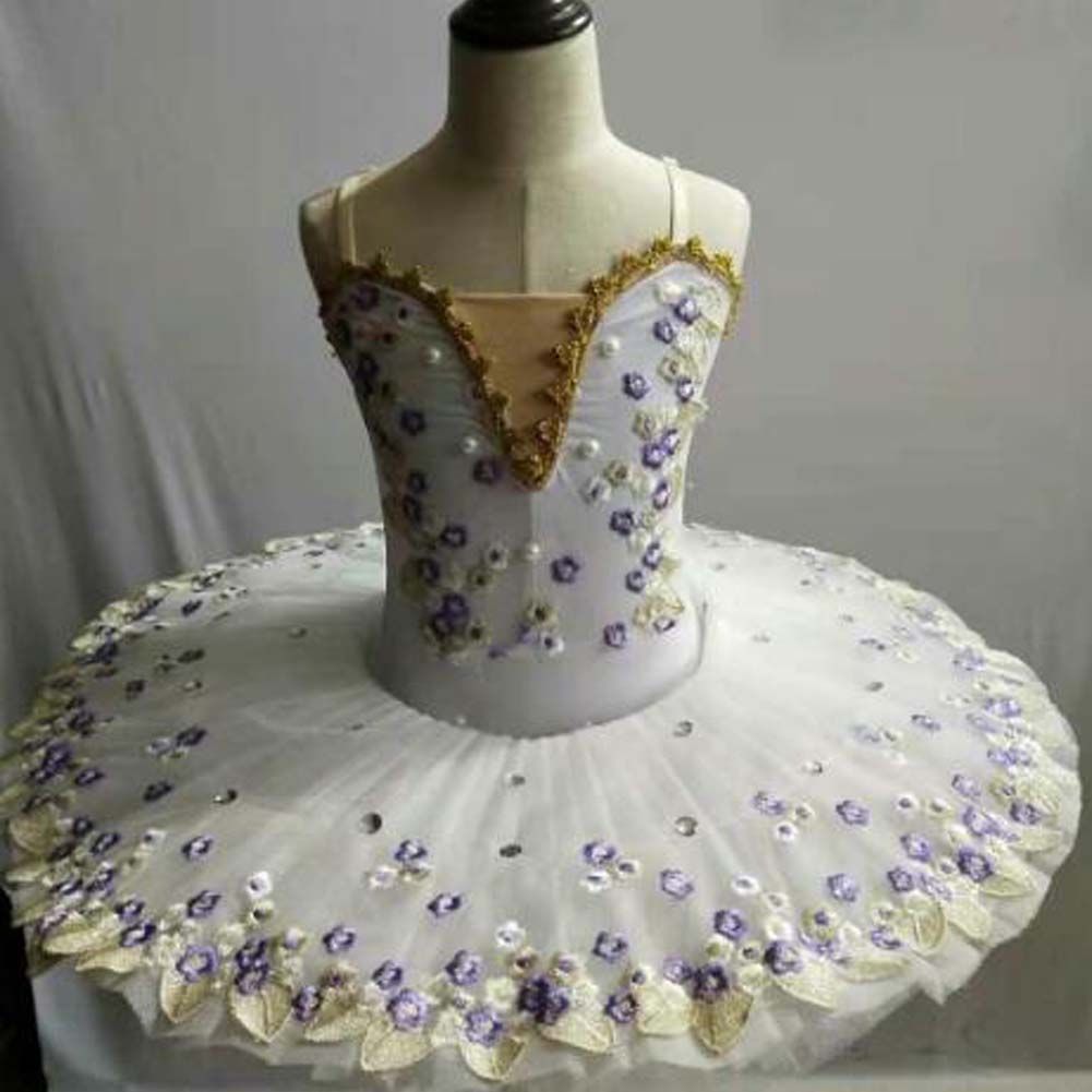 Kids Sequin Ballet Tutu Dress White Ballet Dress Swan Costume Ballet Girls Dress