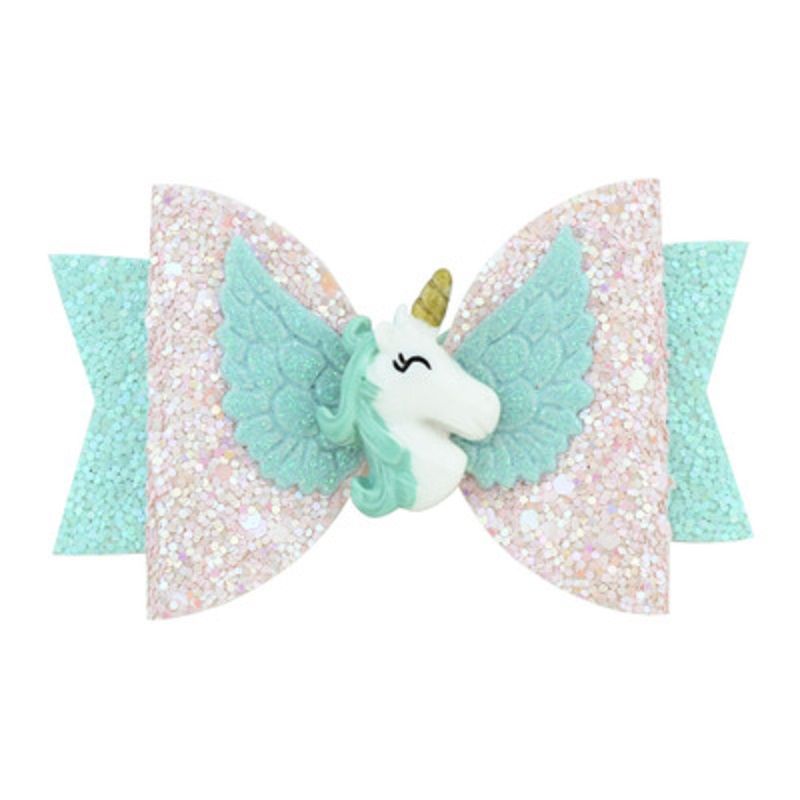 Baby Girls Unicorn Bow Hair Clips 3.5inch Girls Hair Accessories with Unicorn Glitter Boutique Hairpin with Unicorn
