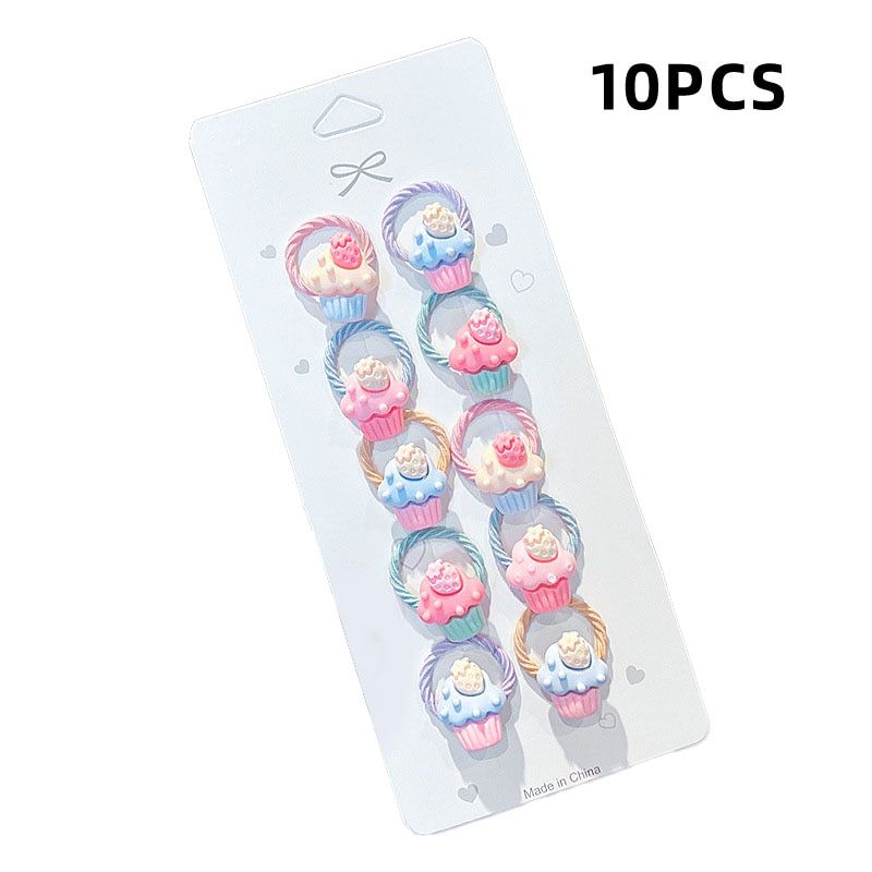 10pcs/set Girls Cartoon Nylon Scrunchie Kids Ponytail Holder Hair Bands Rubber Band Headband Fashion Hair Accessories