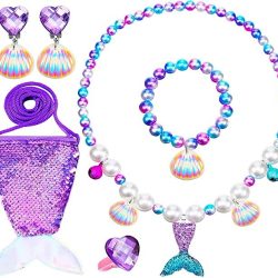 Girls Mermaid Jewelry Set Mermaid Necklace Bracelet Set Toddler Toy