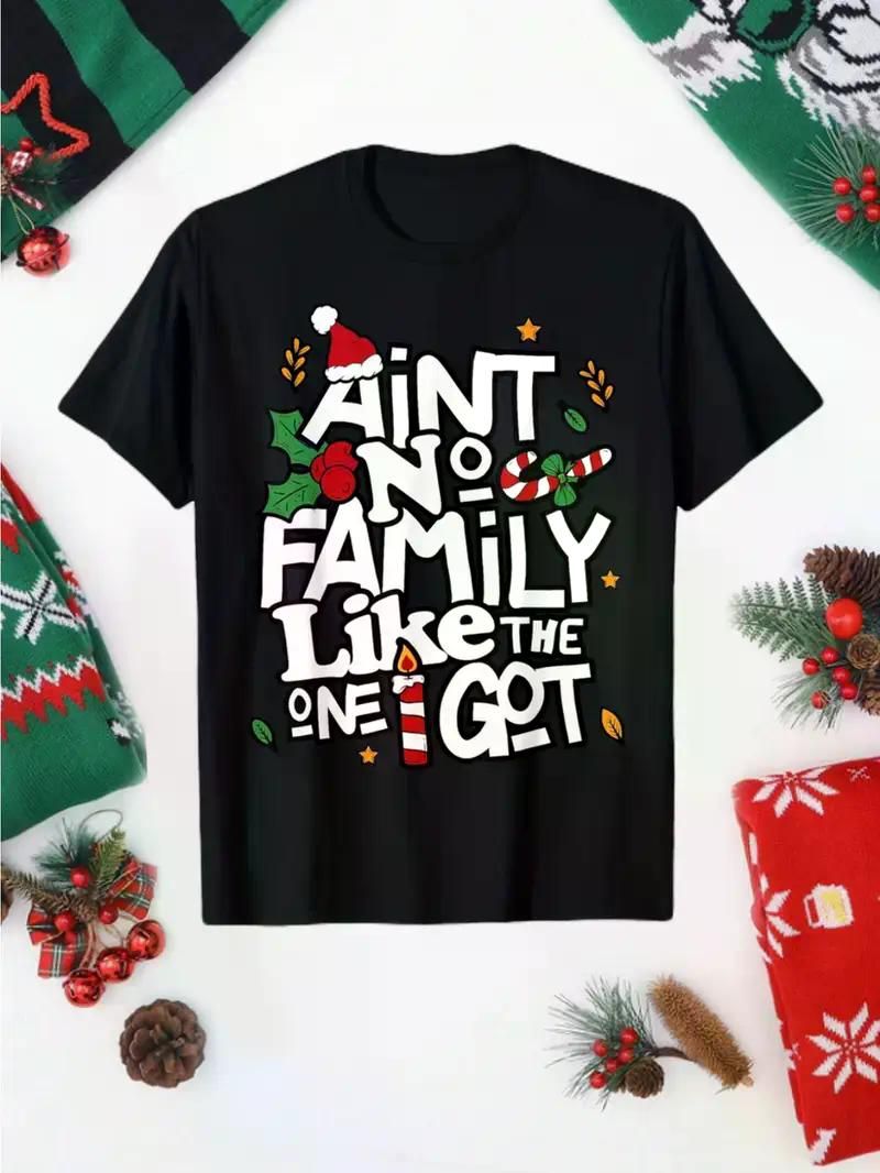 Christmas Cotton Holiday Tee] Christmas 100% Cotton Kid's Fashion Holiday T-Shirt - Soft, Breathable, Comfortable - Aint No Family Like The One Got Print