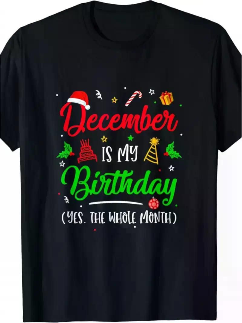 Kid's T-shirt With December is my birthday Print, Round Neck Boys' Shirts, Boys & Girls Fashion Short Sleeve T-Shirts